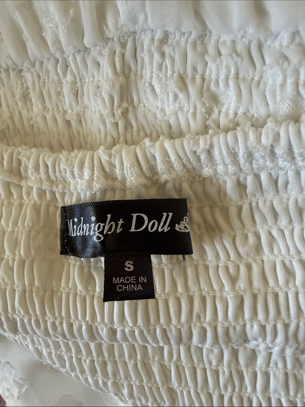 Midnight Doll Smocked Square Neck White Lace Mini Dress - Picture 14 of 15